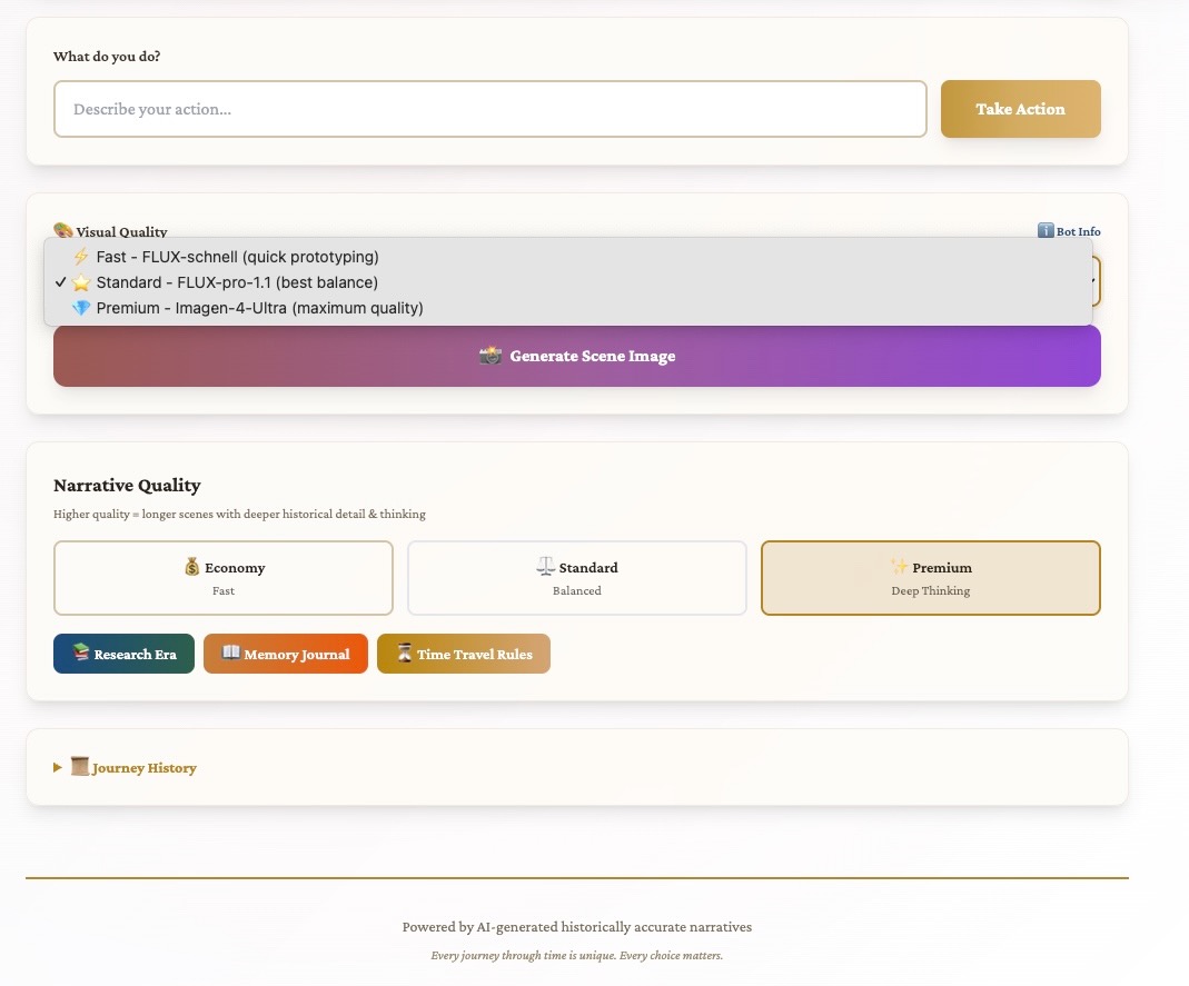Action input box and visual quality controls